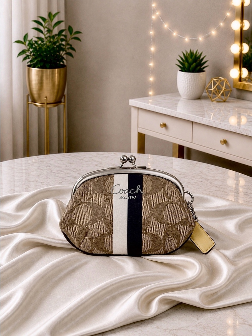 Coach Signature Kisslock Coin Purse